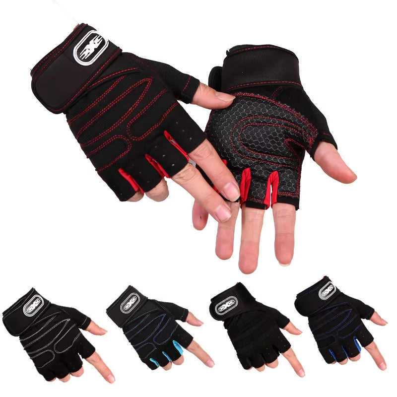 Men Gym Gloves Weightlifting Bodybuilding Training Fitness Sports Gloves Non-Slip Gym Straps Crossfit Pullup Palm Protector